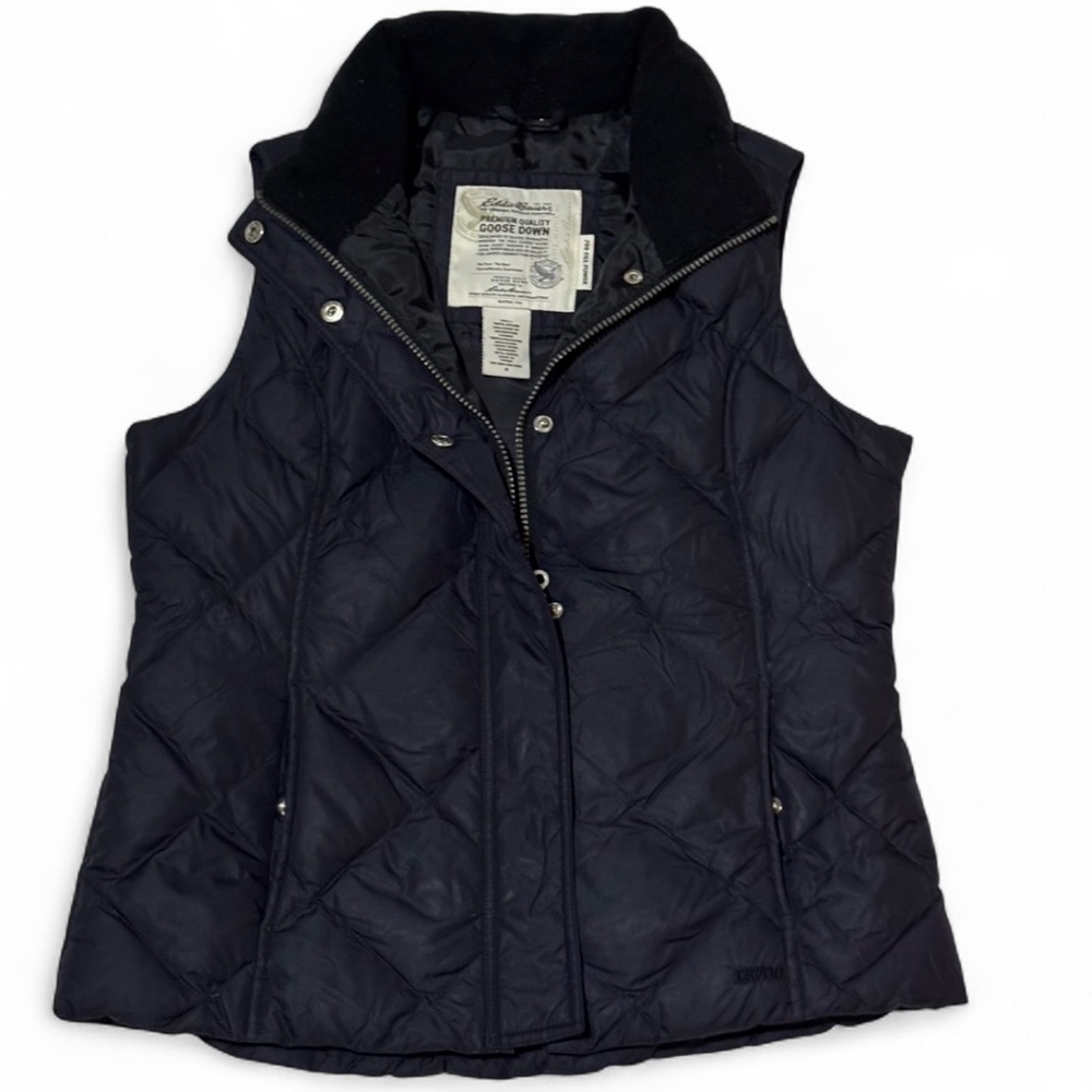Eddie‎ Bauer Down Puffer Vest Womens Small Black 700 Fill Power Quilted Full Zip